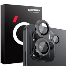 Per Xiaomi Redmi Note 14 4G 163,25 mm NORTHJO Pellicola protettiva per obiettivo della fotocamera con anello in metallo CD in vetro temperato (nero)