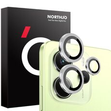 Per Xiaomi Redmi Note 14 4G 163,25 mm NORTHJO Pellicola protettiva per obiettivo della fotocamera con anello in metallo CD in vetro temperato (argento)