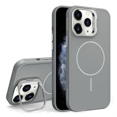 Custodia per iPhone 11 Pro Max con supporto per obiettivo in silicone organico MagSafe (grigio)