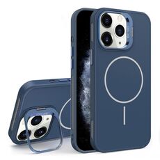 Custodia per iPhone 11 Pro Max con supporto per obiettivo in silicone organico MagSafe (blu)
