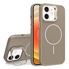 Custodia per iPhone 12 con supporto per obiettivo in silicone organico MagSafe (oro deserto)