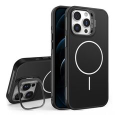 Custodia per iPhone 12 Pro con supporto per obiettivo in silicone organico MagSafe (nero)