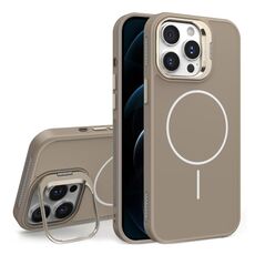 Custodia per iPhone 12 Pro con supporto per obiettivo in silicone organico MagSafe (oro deserto)