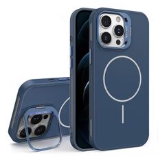 Custodia per iPhone 12 Pro Max con supporto per obiettivo in silicone organico MagSafe (blu)