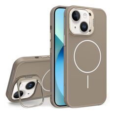 Custodia per iPhone 13 con supporto per obiettivo in silicone organico MagSafe (oro deserto)