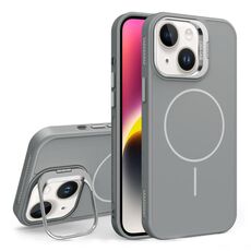 Custodia per iPhone 14 con supporto per obiettivo in silicone organico MagSafe (grigio)