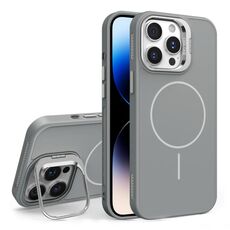 Custodia per iPhone 14 Pro Max con supporto per obiettivo in silicone organico MagSafe (grigio)