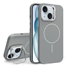Custodia per iPhone 15 con supporto per obiettivo in silicone organico MagSafe (grigio)