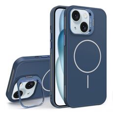 Custodia per iPhone 15 con supporto per obiettivo in silicone organico MagSafe (blu)