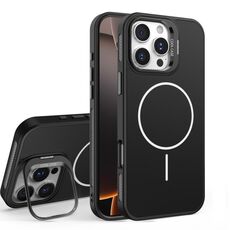 Custodia per iPhone 16 Pro con supporto per obiettivo in silicone organico MagSafe (nero)