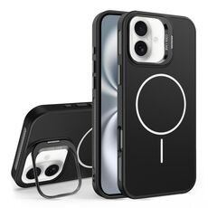 Custodia per iPhone 16 con supporto per obiettivo in silicone organico MagSafe (nero)