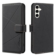 Custodia in pelle con motivo geometrico RFID per Samsung Galaxy A56 (nera)