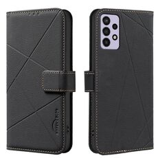 Custodia in pelle con motivo geometrico RFID per Samsung Galaxy A72 (nera)