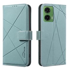Custodia in pelle con motivo geometrico RFID per Motorola Moto G35 5G (verde)
