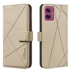 Custodia in pelle con motivo geometrico RFID per Motorola Moto G55 5G (beige)