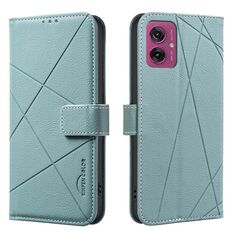 Custodia in pelle con motivo geometrico RFID per Motorola Moto G55 5G (verde)