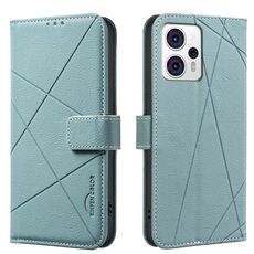 Custodia in pelle con motivo geometrico RFID per Motorola Moto G73 5G (verde)