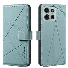 Custodia in pelle con motivo geometrico RFID per Motorola Moto G75 (verde)