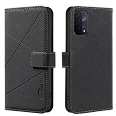Custodia in pelle con motivo geometrico RFID per OPPO A74 5G / A93 5G / A54 5G (nera)