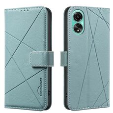 Custodia in pelle con motivo geometrico RFID per OPPO A78 4G (verde)
