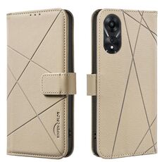 Custodia in pelle con motivo geometrico RFID per OPPO A78 5G (beige)