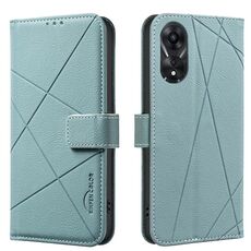 Custodia per telefono in pelle con motivo geometrico RFID per OPPO A78 5G (verde)