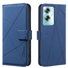 Custodia in pelle con motivo geometrico RFID per OPPO A79 5G (blu)
