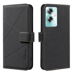 Custodia in pelle con motivo geometrico RFID per OPPO A79 5G (nera)