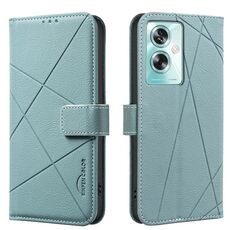 Custodia per telefono in pelle con motivo geometrico RFID per OPPO A79 5G (verde)