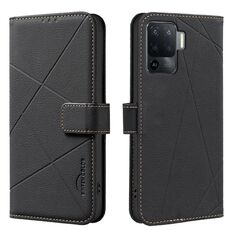 Custodia in pelle con motivo geometrico RFID per OPPO A94 4G / Reno5 F / F19 Rro (nera)