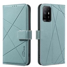 Custodia in pelle con motivo geometrico RFID per OPPO A94 5G / F19 Pro+ / Reno5 Z 5G (verde)