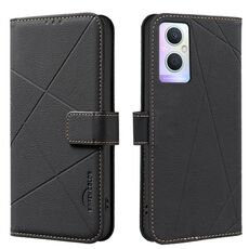 Custodia per telefono in pelle con motivo geometrico RFID per OPPO A96 5G / Reno7 Z (nera)