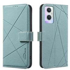 Custodia per telefono in pelle con motivo geometrico RFID per OPPO A96 5G / Reno7 Z (verde)