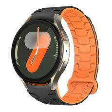 Cinturino magnetico in silicone per Samsung Galaxy Watch 7/6/5 (nero + arancione)