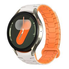 Cinturino magnetico in silicone per Samsung Galaxy Watch 7/6/5 (Starlight+Arancione)