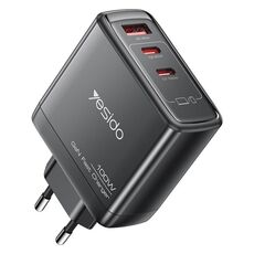 Yesido YC142 PD100W Caricabatterie rapido GaN a tre porte USB-C e USB-A, spina: spina UE (nero)