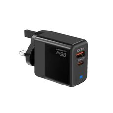 Caricabatterie GaN PD 45W + protocollo QC3.0 USB completamente compatibile per MacBook, spina UK (nero)