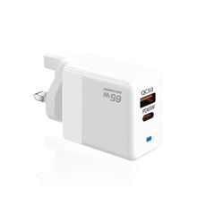 Caricabatterie GaN PD 45W + protocollo QC3.0 USB completamente compatibile per MacBook, spina UK (bianco)