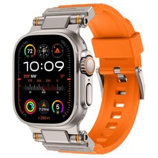 Cinturino in silicone Explorer con connettore metallico per Apple Watch 42/44/45/46/49 mm (titanio arancione)