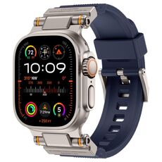 Cinturino in silicone Explorer con connettore metallico per Apple Watch 42/44/45/46/49 mm (blu titanio)