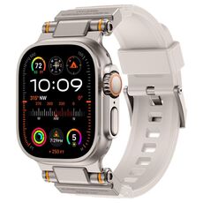 Cinturino in silicone Explorer con connettore metallico per Apple Watch 42/44/45/46/49 mm (titanio Starlight)