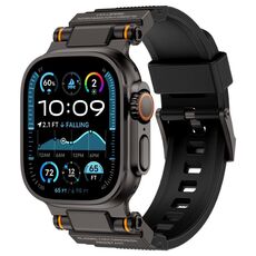 Cinturino in silicone Explorer con connettore metallico per Apple Watch 42/44/45/46/49 mm (nero)
