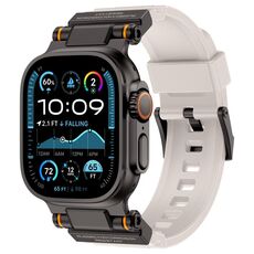 Cinturino in silicone Explorer con connettore metallico per Apple Watch 42/44/45/46/49 mm (nero Starlight)