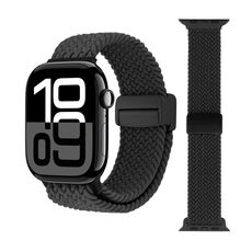 Cinturino per Apple Watch 46mm / 49mm / 45mm / 44mm con fibbia magnetica intrecciata (nero)