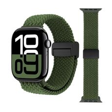 Cinturino per Apple Watch 46mm / 49mm / 45mm / 44mm con fibbia magnetica intrecciata (verde)