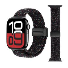 Cinturino in tessuto con fibbia magnetica per Apple Watch da 46 mm / 49 mm / 45 mm / 44 mm (nero chiaro)