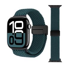 Cinturino per Apple Watch 42mm / 41mm / 40mm / 38mm con fibbia magnetica intrecciata (verde giungla)