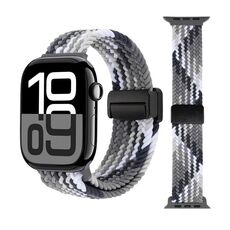 Cinturino in tessuto con fibbia magnetica per Apple Watch da 42 mm / 41 mm / 40 mm / 38 mm (nero abbagliante)