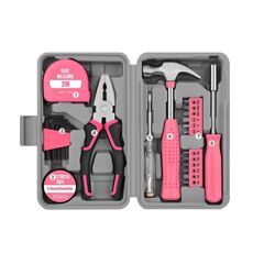 Set di attrezzi manuali per riparazioni multifunzionali, ferramenta per la casa, stile: 24 pezzi/set, pinze rosa