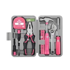 Set di attrezzi manuali per riparazioni multifunzionali, ferramenta per la casa, stile: 20 pezzi/set, rosa
